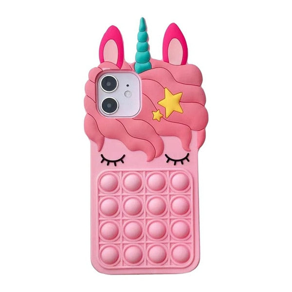 Push Bubble Relieve Stress Case for iPhone 11 12 Mini Pro XS Max Xr X 6s 7 8 Plus Silicone Soft Pop Fidget Toys Rainbow Cover