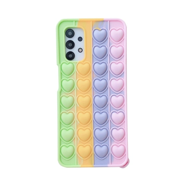 Push Bubble Relieve Stress Case for iPhone 11 12 Mini Pro XS Max Xr X 6s 7 8 Plus Silicone Soft Pop Fidget Toys Rainbow Cover