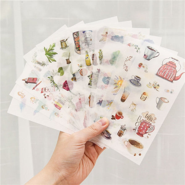 6 sheets/pack Cartoon Cat Washi Paper Sticker Kawaii Journal Stickers Scrapbooking Daily Planner Stationery Supplies