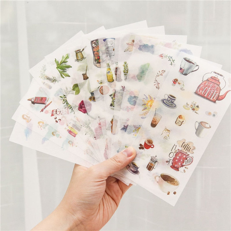 6 sheets/pack Cartoon Cat Washi Paper Sticker Kawaii Journal Stickers Scrapbooking Daily Planner Stationery Supplies