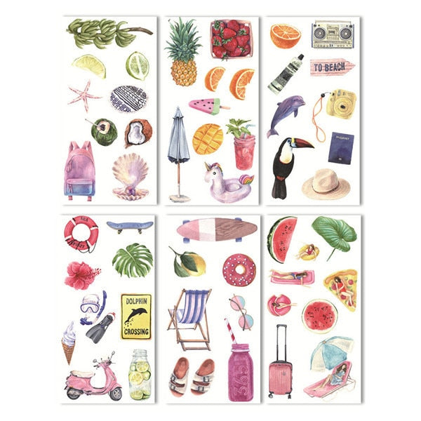 6 sheets/pack Cartoon Cat Washi Paper Sticker Kawaii Journal Stickers Scrapbooking Daily Planner Stationery Supplies