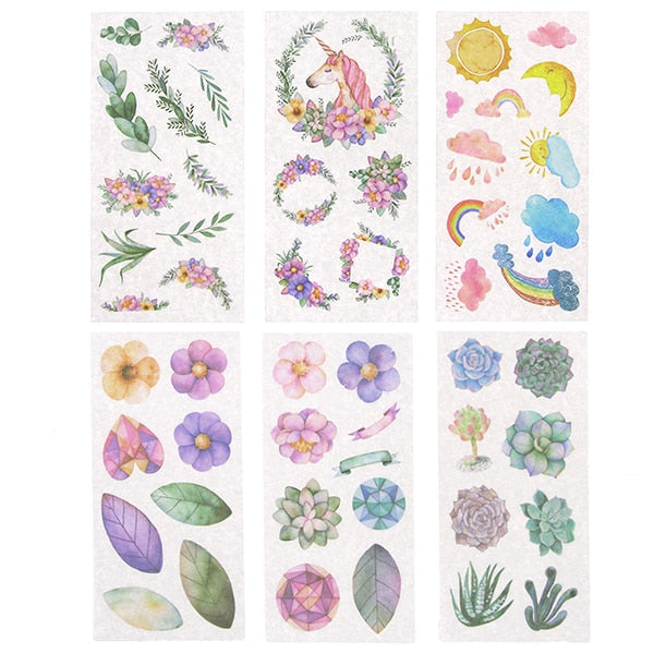 6 sheets/pack Cartoon Cat Washi Paper Sticker Kawaii Journal Stickers Scrapbooking Daily Planner Stationery Supplies