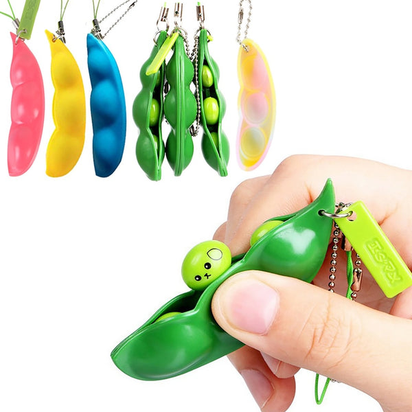 Fidget Squishy Toys Decompression Antistress Toys Squeeze Peas Beans Keychain Relief for Adult Kids Rubber Stress Reliever Toy