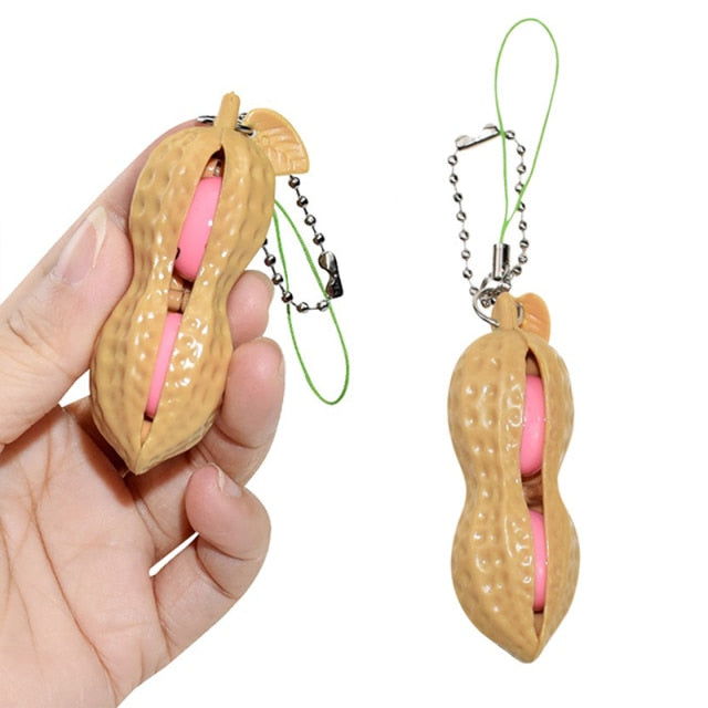 Fidget Squishy Toys Decompression Antistress Toys Squeeze Peas Beans Keychain Relief for Adult Kids Rubber Stress Reliever Toy