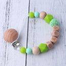 Personalized Name Beech Wood Chew Beads Pacifier Clip Custom Name Soother Chains Dummy Chain Holder Baby Teething Toy Baby Chew