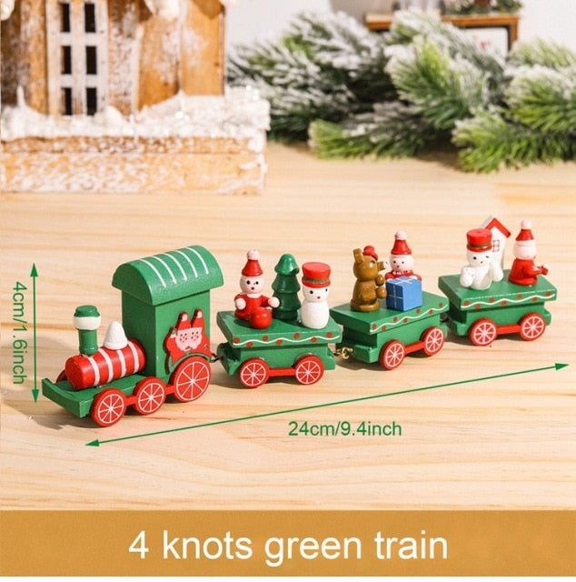 Christmas Wooden Train Merry Christmas Ornaments Christmas Decorations For Home Table 2021 Noel Navidad Xmas Gifts New Year 2022