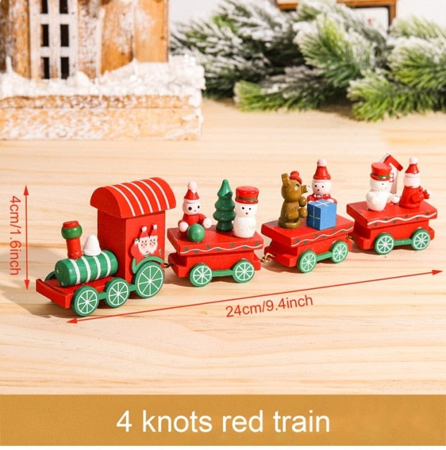 Christmas Wooden Train Merry Christmas Ornaments Christmas Decorations For Home Table 2021 Noel Navidad Xmas Gifts New Year 2022
