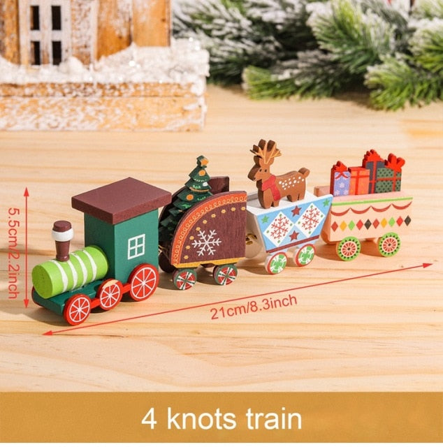 Christmas Wooden Train Merry Christmas Ornaments Christmas Decorations For Home Table 2021 Noel Navidad Xmas Gifts New Year 2022