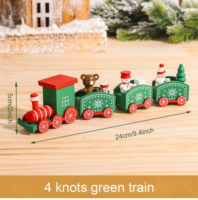 Christmas Wooden Train Merry Christmas Ornaments Christmas Decorations For Home Table 2021 Noel Navidad Xmas Gifts New Year 2022