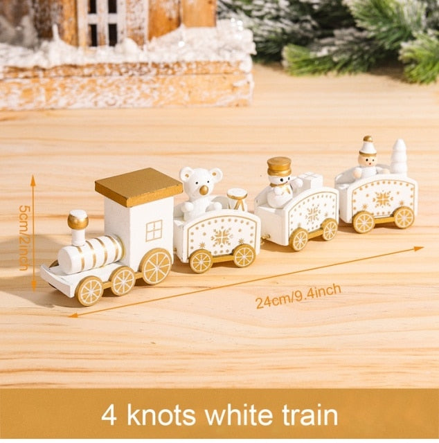 Christmas Wooden Train Merry Christmas Ornaments Christmas Decorations For Home Table 2021 Noel Navidad Xmas Gifts New Year 2022