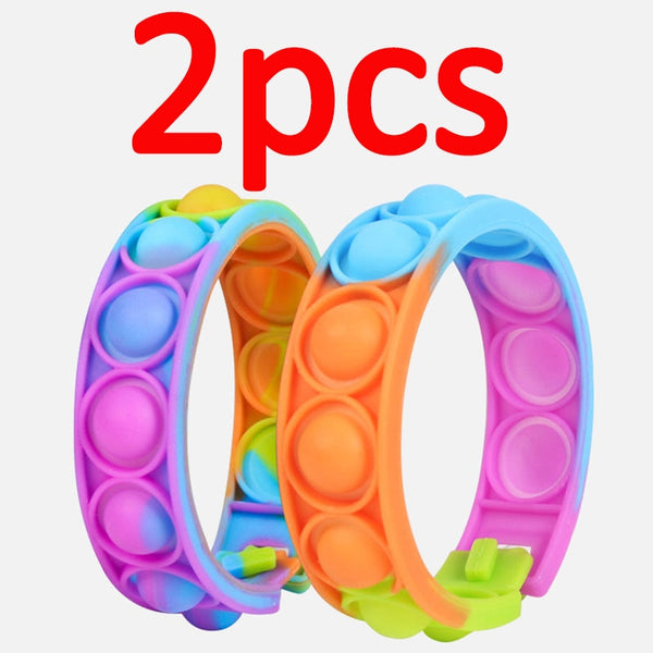 2pcs Decompression Bracelet Press Bubble Photosensitive Color Change Bracelet Puzzle Sensory Toy For Kids Fidget Vent Toys