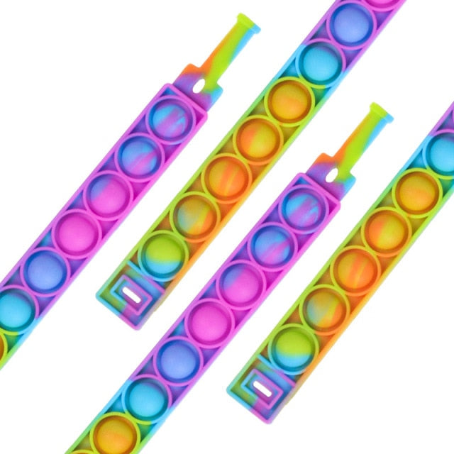 2pcs Decompression Bracelet Press Bubble Photosensitive Color Change Bracelet Puzzle Sensory Toy For Kids Fidget Vent Toys