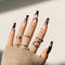 24pcs/set Long Stiletto Fake Nails Punk Snake Pattern Black White Matte False Nails Artificial Full Nail Tips Manicure Tools