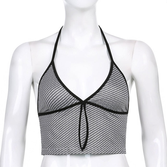 Sweetown Pink Heart Print Cute Bustier Crop Top Women Aesthetic Kawaii Clothes Sleeveless Backless Lace Up Bralette Camisole