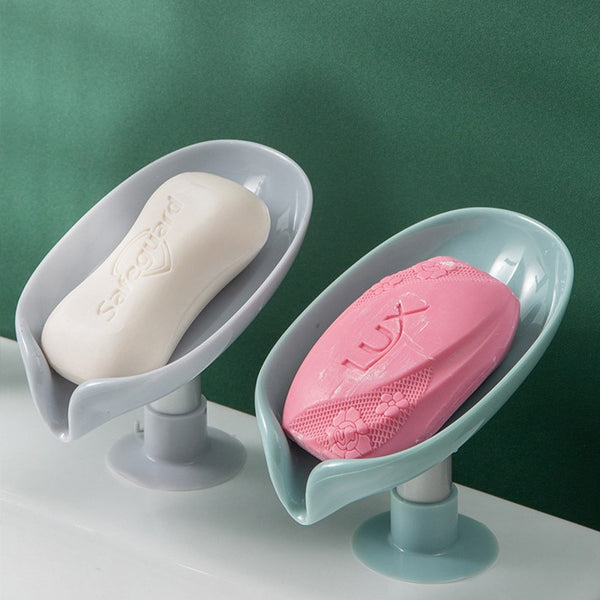 Leaf Shaped Soap Holder Shower Soap Shelf Bath Soap Box Vertical Suction Cup Laundry Soap Dish Storage Tray Bathroom Accessories