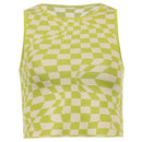 Plaid Printed  Knitted Women's Tank Tops Summer Harajuku Vintage Crop Tee Streetwear Aesthetic Cute Shirts 2021 Cuteandpsycho