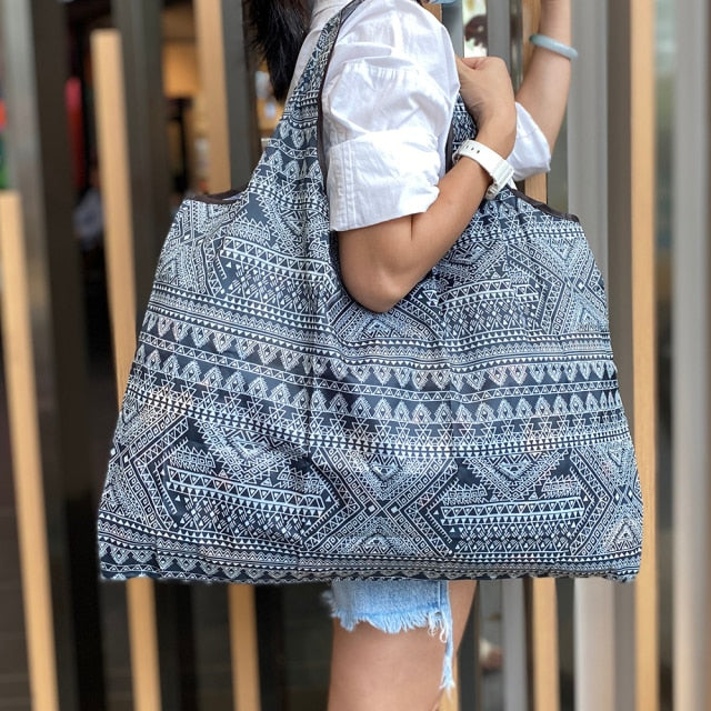 Heavy Bulk Foldable Shopping Bags Reusable Women's Handbags Shoulder Bags Grocery Bags Large 50 Pound Storage Bags