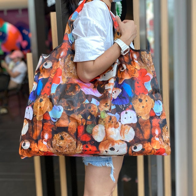 Heavy Bulk Foldable Shopping Bags Reusable Women's Handbags Shoulder Bags Grocery Bags Large 50 Pound Storage Bags