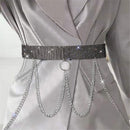 Women's Single Double or Rivet Grommet Belt, Punk Waist Belt with Chain Detachable 2 Hole Belt