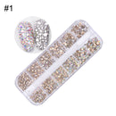 AB Crystal Flat Back Clear Nail Rhinestone 3D Flat Bottom Mixed Size Dazzling Diamonds Nail Art Decoration in Wheel