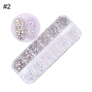 AB Crystal Flat Back Clear Nail Rhinestone 3D Flat Bottom Mixed Size Dazzling Diamonds Nail Art Decoration in Wheel