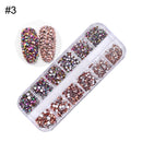 AB Crystal Flat Back Clear Nail Rhinestone 3D Flat Bottom Mixed Size Dazzling Diamonds Nail Art Decoration in Wheel