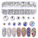 AB Crystal Flat Back Clear Nail Rhinestone 3D Flat Bottom Mixed Size Dazzling Diamonds Nail Art Decoration in Wheel