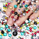 AB Crystal Flat Back Clear Nail Rhinestone 3D Flat Bottom Mixed Size Dazzling Diamonds Nail Art Decoration in Wheel