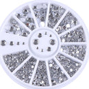 AB Crystal Flat Back Clear Nail Rhinestone 3D Flat Bottom Mixed Size Dazzling Diamonds Nail Art Decoration in Wheel