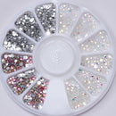 AB Crystal Flat Back Clear Nail Rhinestone 3D Flat Bottom Mixed Size Dazzling Diamonds Nail Art Decoration in Wheel