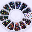 AB Crystal Flat Back Clear Nail Rhinestone 3D Flat Bottom Mixed Size Dazzling Diamonds Nail Art Decoration in Wheel