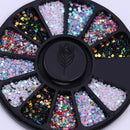 AB Crystal Flat Back Clear Nail Rhinestone 3D Flat Bottom Mixed Size Dazzling Diamonds Nail Art Decoration in Wheel