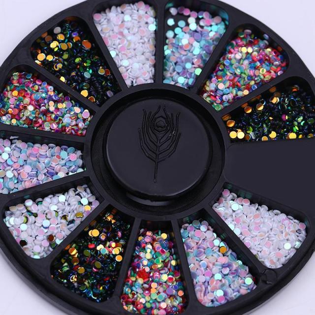 AB Crystal Flat Back Clear Nail Rhinestone 3D Flat Bottom Mixed Size Dazzling Diamonds Nail Art Decoration in Wheel