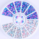 AB Crystal Flat Back Clear Nail Rhinestone 3D Flat Bottom Mixed Size Dazzling Diamonds Nail Art Decoration in Wheel