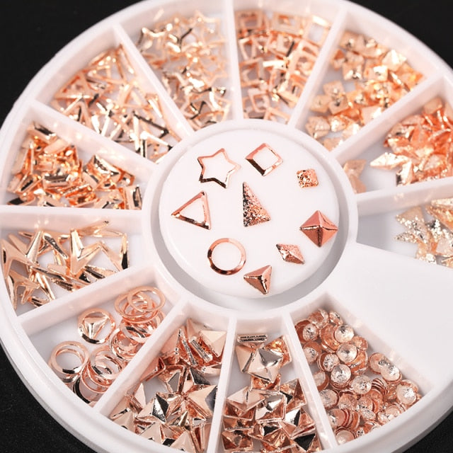 AB Crystal Flat Back Clear Nail Rhinestone 3D Flat Bottom Mixed Size Dazzling Diamonds Nail Art Decoration in Wheel