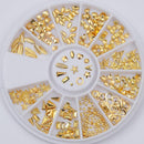 AB Crystal Flat Back Clear Nail Rhinestone 3D Flat Bottom Mixed Size Dazzling Diamonds Nail Art Decoration in Wheel