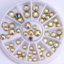 AB Crystal Flat Back Clear Nail Rhinestone 3D Flat Bottom Mixed Size Dazzling Diamonds Nail Art Decoration in Wheel