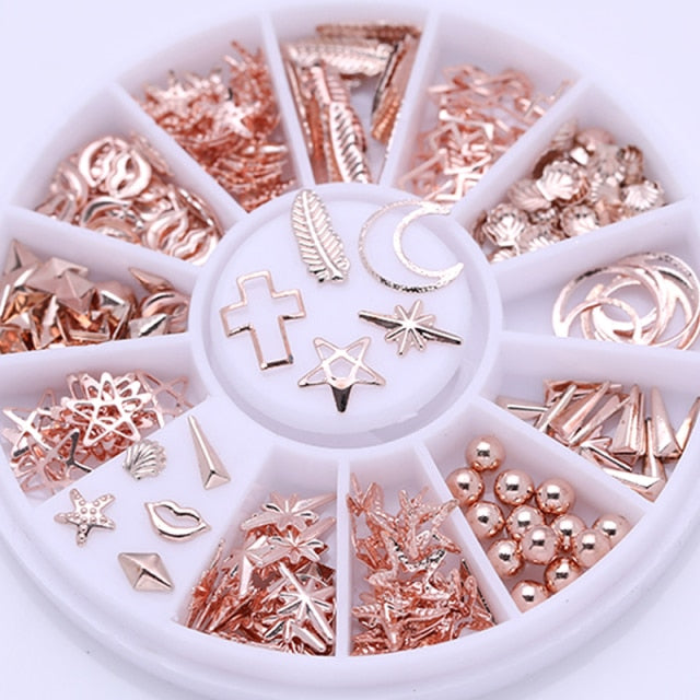 AB Crystal Flat Back Clear Nail Rhinestone 3D Flat Bottom Mixed Size Dazzling Diamonds Nail Art Decoration in Wheel