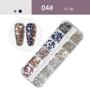 AB Crystal Flat Back Clear Nail Rhinestone 3D Flat Bottom Mixed Size Dazzling Diamonds Nail Art Decoration in Wheel