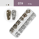AB Crystal Flat Back Clear Nail Rhinestone 3D Flat Bottom Mixed Size Dazzling Diamonds Nail Art Decoration in Wheel