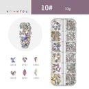 AB Crystal Flat Back Clear Nail Rhinestone 3D Flat Bottom Mixed Size Dazzling Diamonds Nail Art Decoration in Wheel