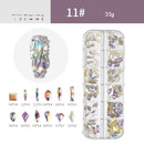 AB Crystal Flat Back Clear Nail Rhinestone 3D Flat Bottom Mixed Size Dazzling Diamonds Nail Art Decoration in Wheel