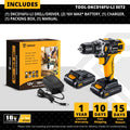 DEKO 12/16/20V MAX Cordless Drill Electric Screwdriver,18+1 Torque Settings,2-Speeds,3/8" Keyless Chuck Power Tools(DKCD Series)
