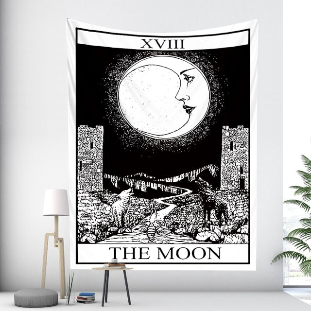 Tarot card psychedelic scene home decoration art tapestry hippie bohemian decoration divination wall hanging sheets