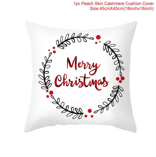 Christmas Cushion Cover Merry Christmas Decorations For Home 2021 Cristmas Ornament Pillow Case Xmas Navidad Gifts New Year 2022