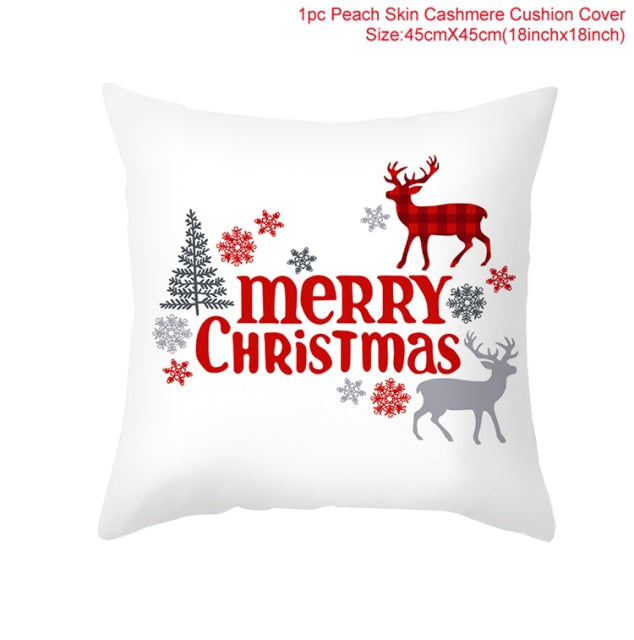 Christmas Cushion Cover Merry Christmas Decorations For Home 2021 Cristmas Ornament Pillow Case Xmas Navidad Gifts New Year 2022