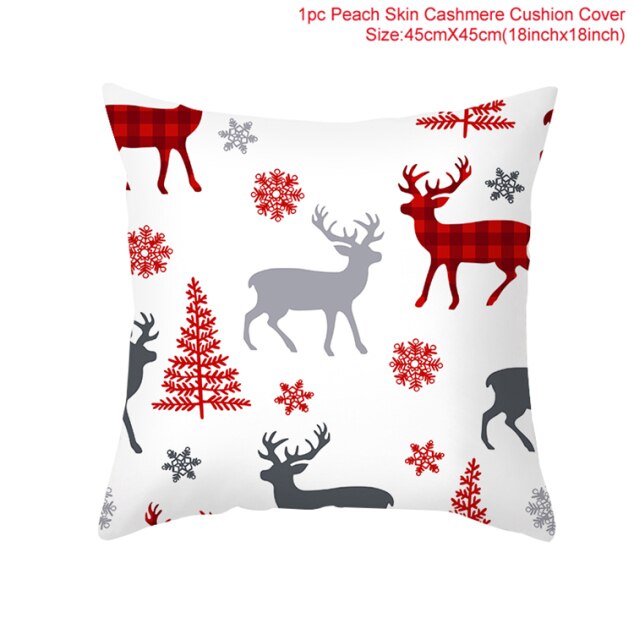 Christmas Cushion Cover Merry Christmas Decorations For Home 2021 Cristmas Ornament Pillow Case Xmas Navidad Gifts New Year 2022