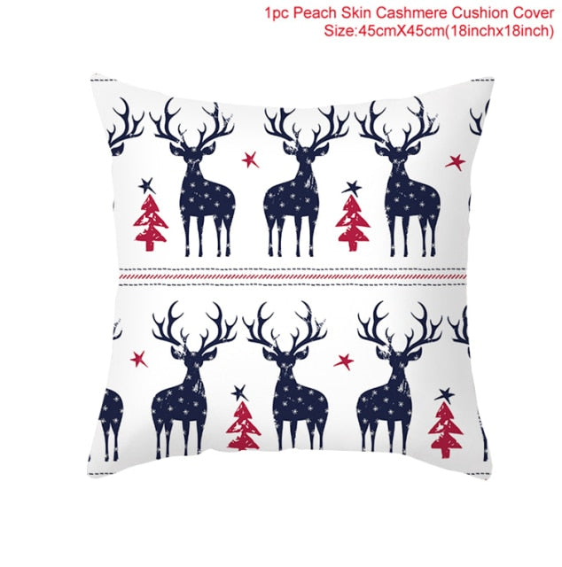 Christmas Cushion Cover Merry Christmas Decorations For Home 2021 Cristmas Ornament Pillow Case Xmas Navidad Gifts New Year 2022