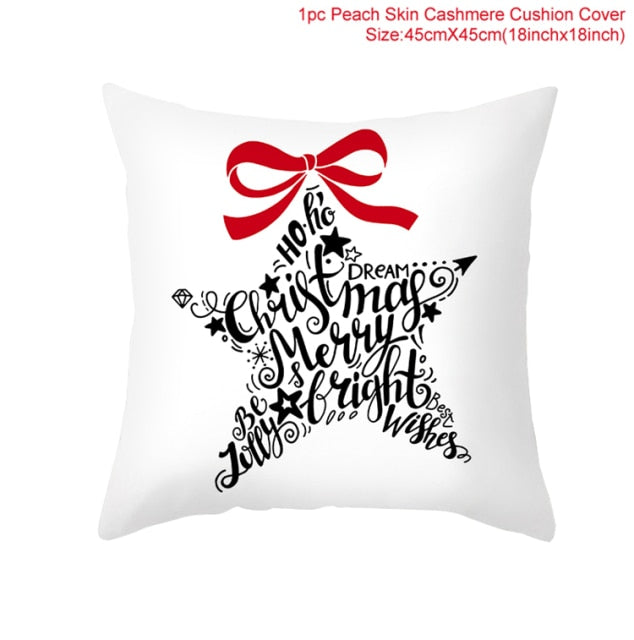 Christmas Cushion Cover Merry Christmas Decorations For Home 2021 Cristmas Ornament Pillow Case Xmas Navidad Gifts New Year 2022