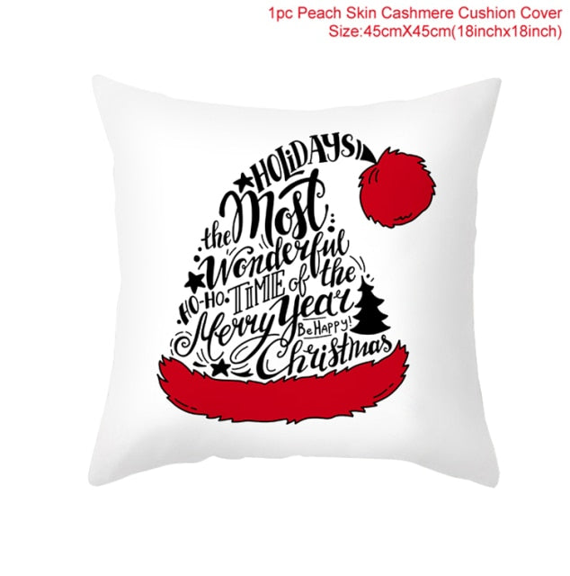 Christmas Cushion Cover Merry Christmas Decorations For Home 2021 Cristmas Ornament Pillow Case Xmas Navidad Gifts New Year 2022